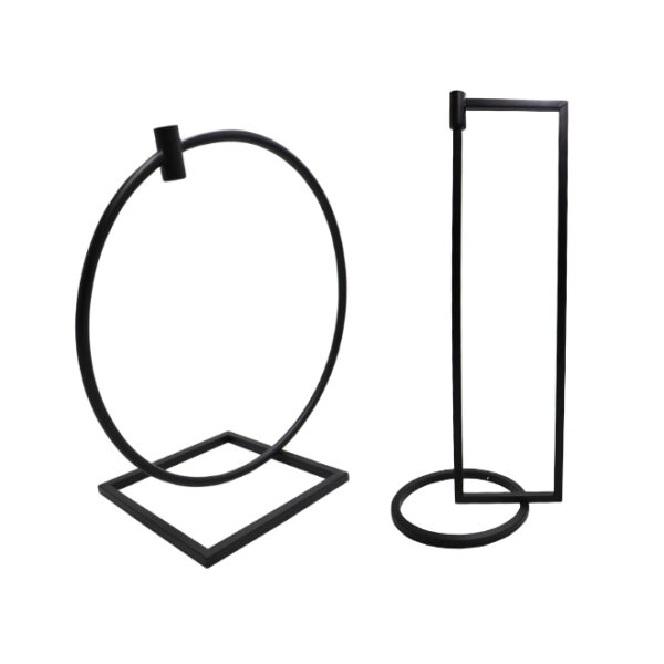 2Pce Metal Candle Stand Black