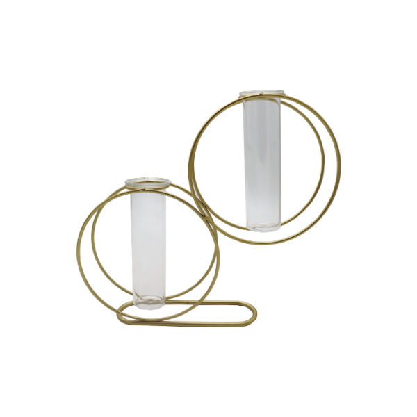 Metal Candle Stand with 2 Glass inserts