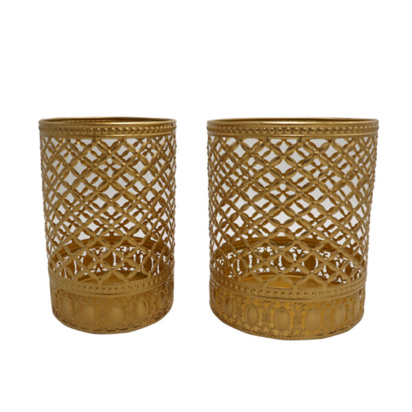 2Pce Metal Candle Holder Round