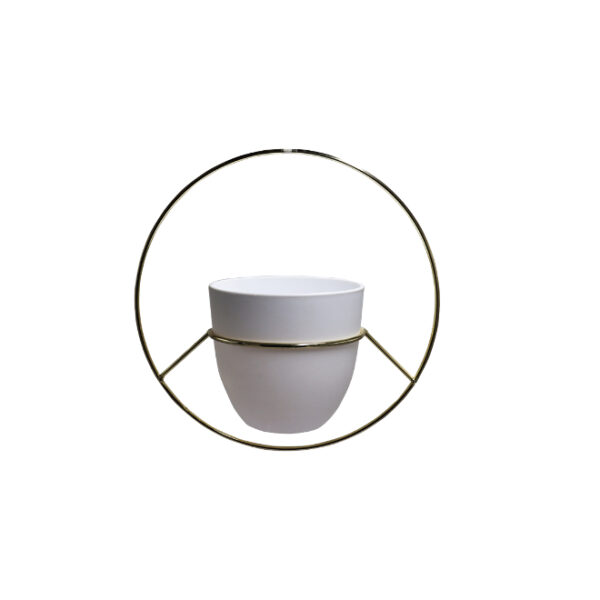 Hanging Flower Pot White and Gold