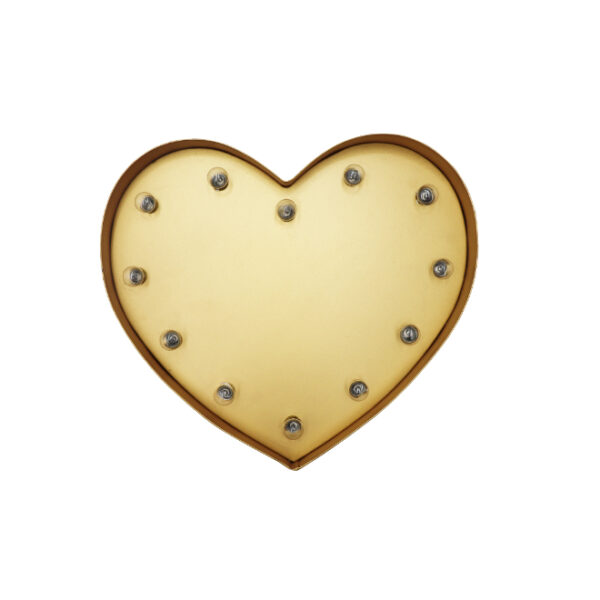 Marquee Light Heart Shaped Gold