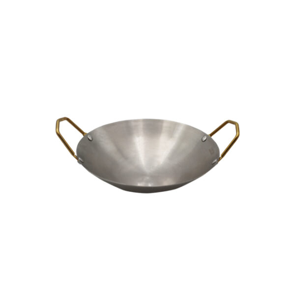 Silver Wok with Gold Handles - 22cm