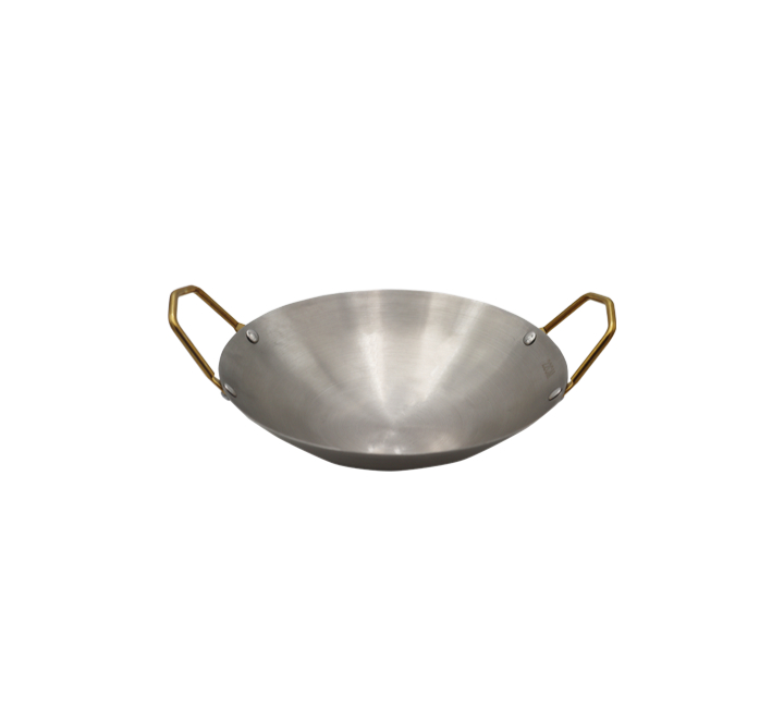 Silver Wok with Gold Handles - 22cm