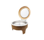 Round Chafing Dish, Wooden Look with Top Window