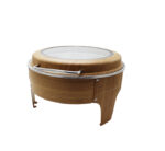 Round Chafing Dish, Wooden Look with Top Window