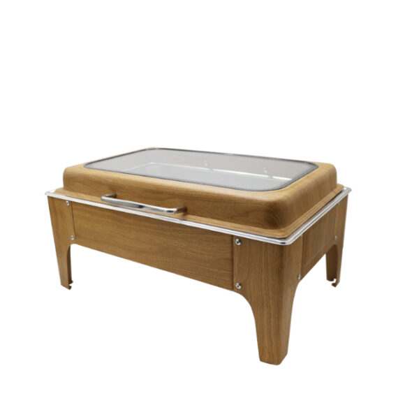 Rectangular Chafing Dish, wooden look with top window