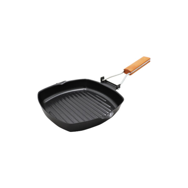 Square Grill Pan with Wooden Handle