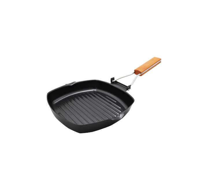 Square Grill Pan with Wooden Handle