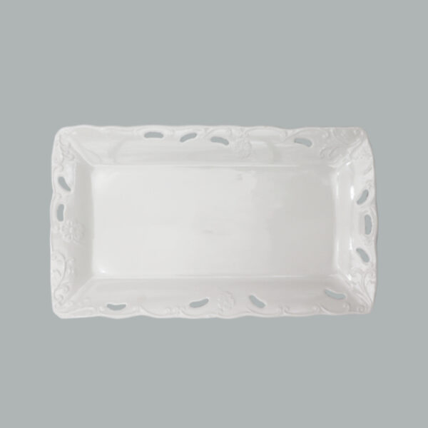 Ceramic Rectangular Lace Edge Serving Platter - Large
