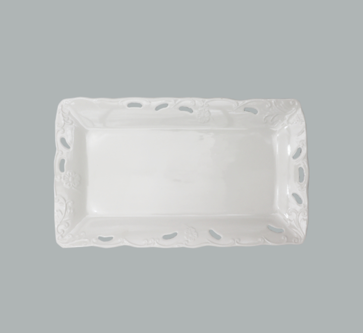 Ceramic Rectangular Lace Edge Serving Platter - Large