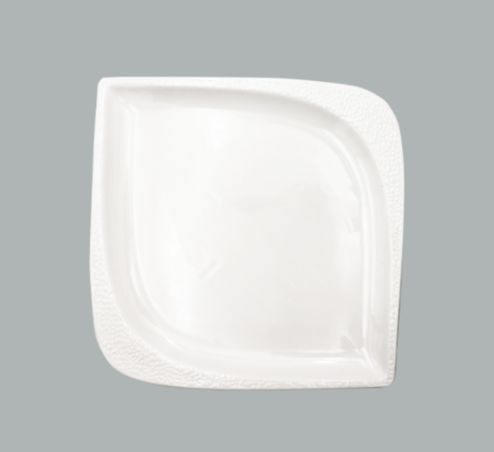 Square Dinner Plate with Patterned Edge