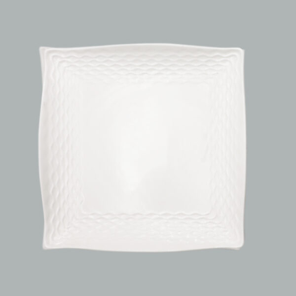 Square Dinner Plate with Patterned Edge