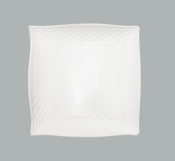 Square Dinner Plate with Patterned Edge