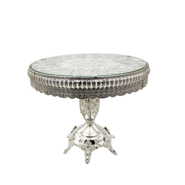 Silver Footed Round Glass Cake Stand