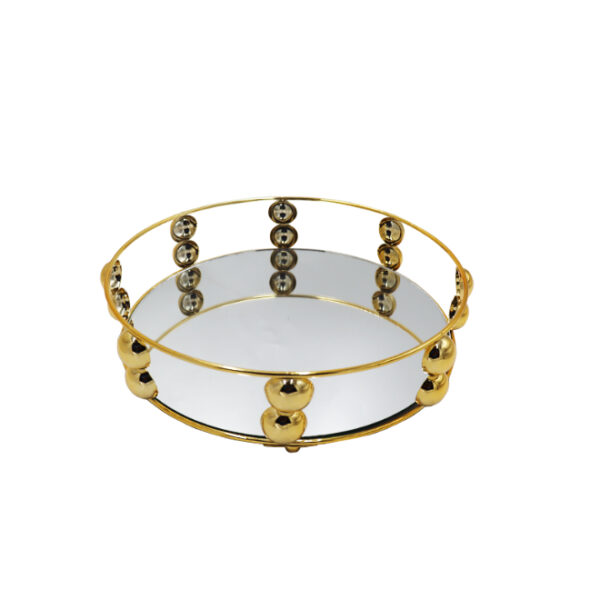 Round Mirrored Gold Decorative Tray