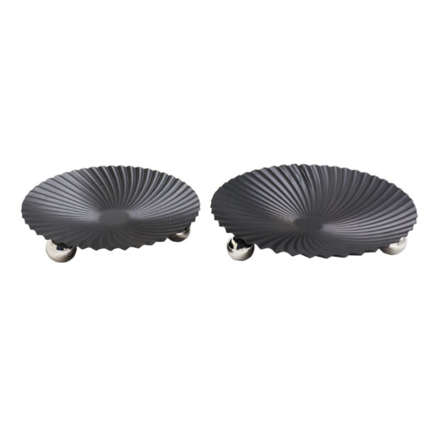 2pc Black Metal Tray With Silver Legs