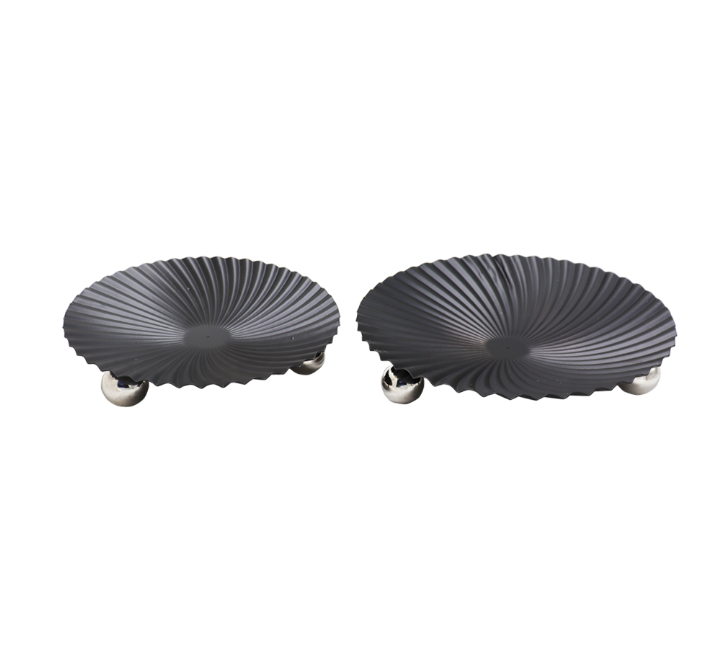 2pc Black Metal Tray With Silver Legs