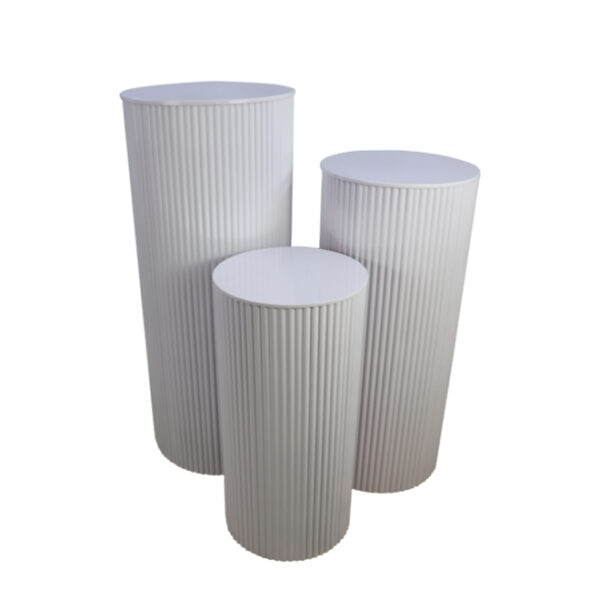 3Pc Metal Ripple Plinths - white