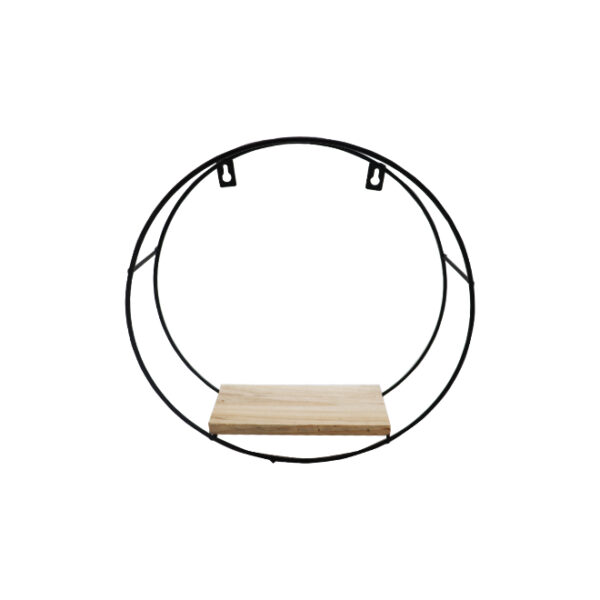 Circular Black and Wooden Wall Shelf