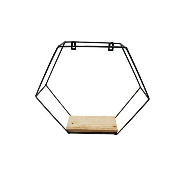 Wooden Hexagon Wall Shelf