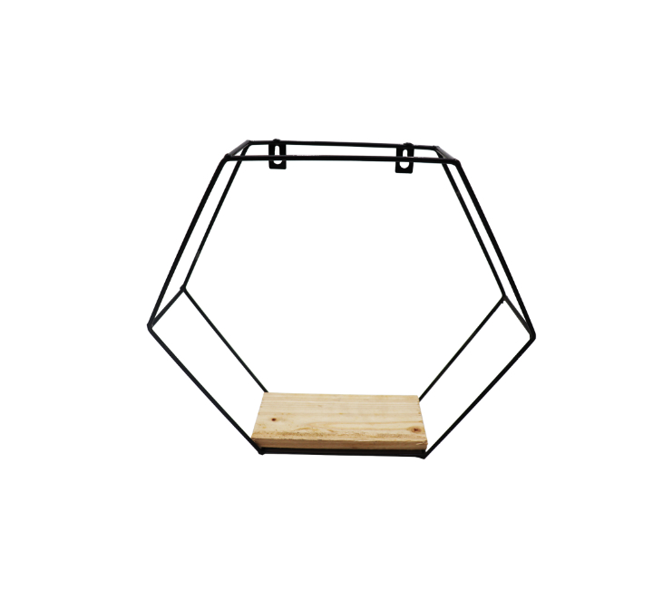 Wooden Hexagon Wall Shelf