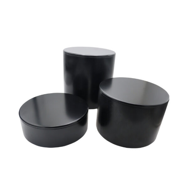 3Pc Round Wooden Table Risers - black