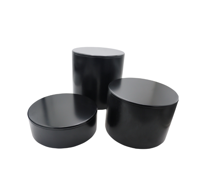 3Pc Round Wooden Table Risers - black