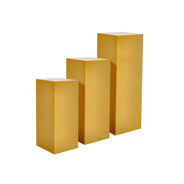 3 Pce Metallic Gold Perspex Plinths