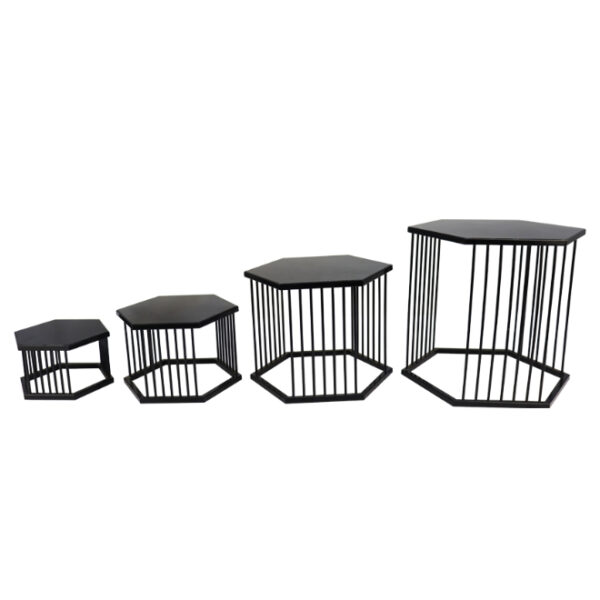 4 Pce Hexagon Dessert Stand - black