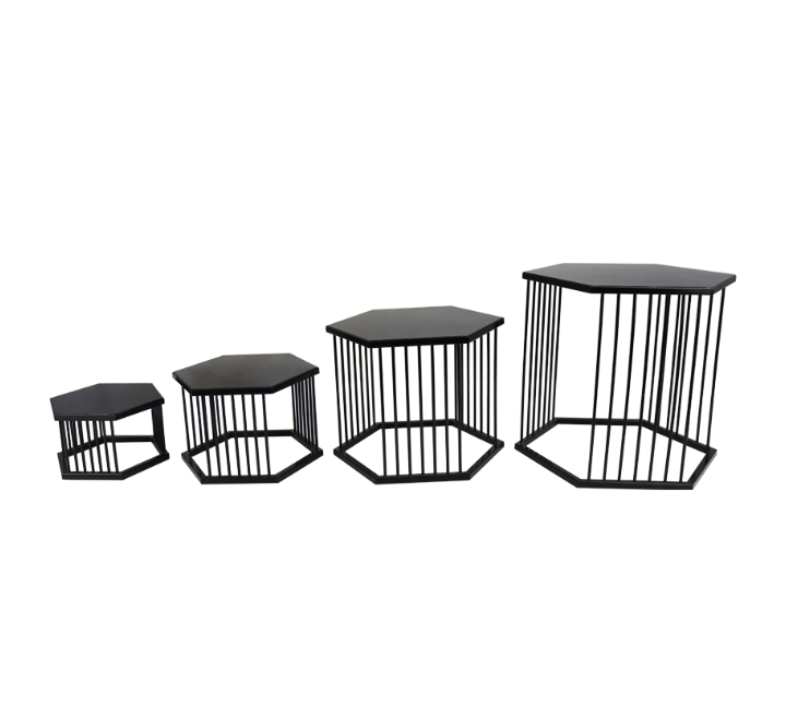 4 Pce Hexagon Dessert Stand - black