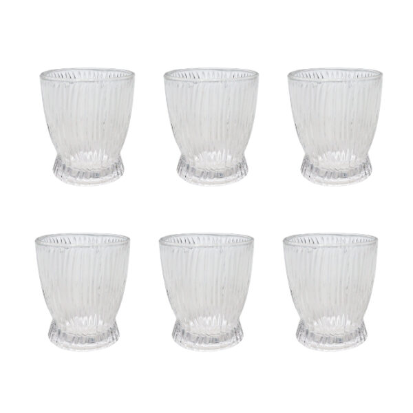 6 Pce Clear Striped Glass Tumblers 280ml