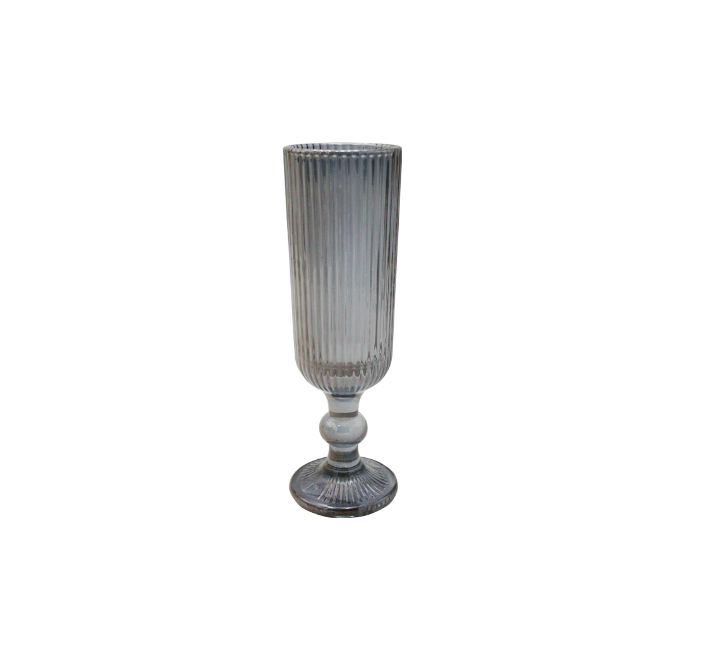 Grey Ribbed Design Champagne Glass