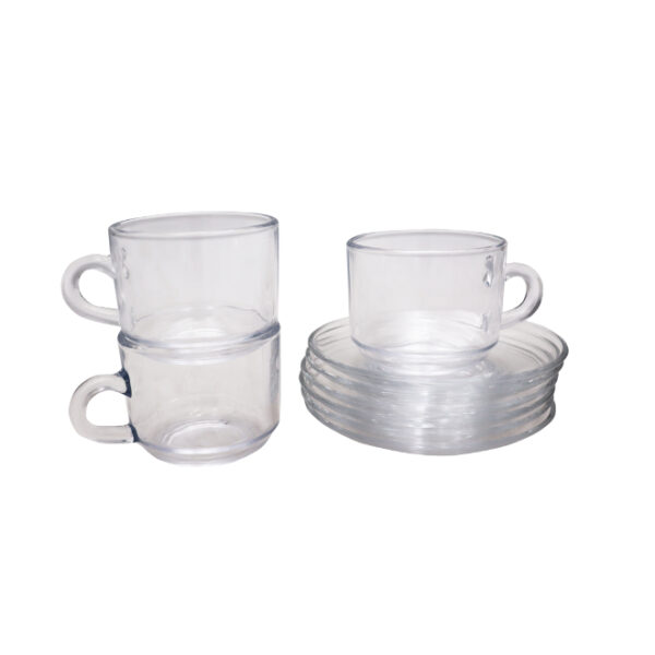 12pc Glass Cup and Saucer Set
