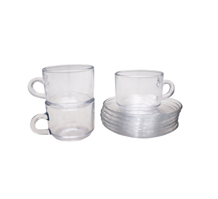 12pc Glass Cup and Saucer Set