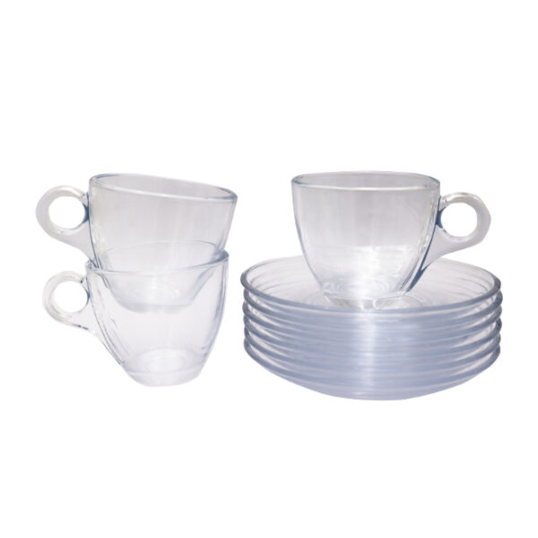 12pc Clear Cup and Saucer Set