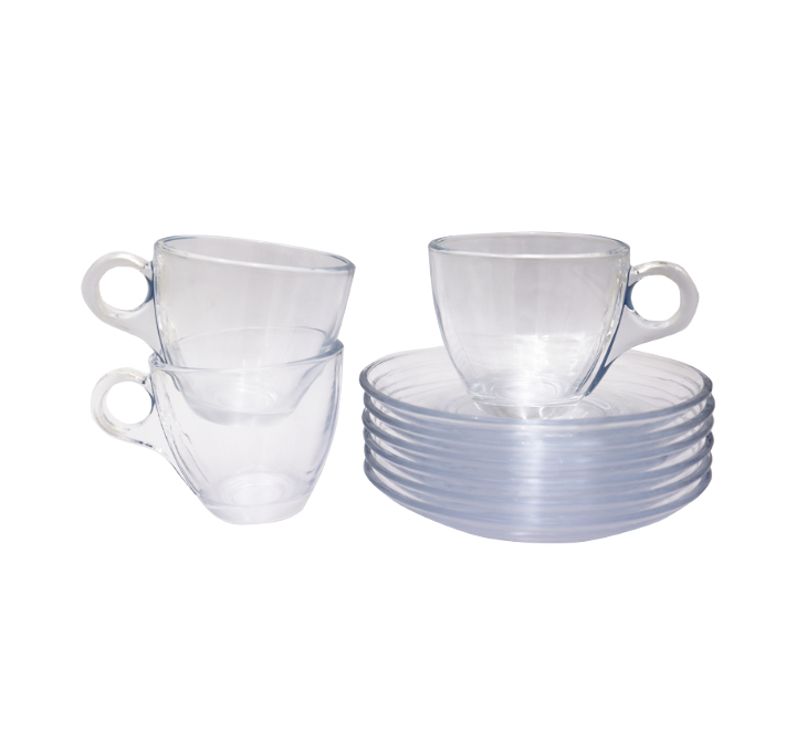 12pc Clear Cup and Saucer Set