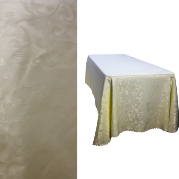 Rectangular Table Cloth Cream Flower Pattern 300x215cm