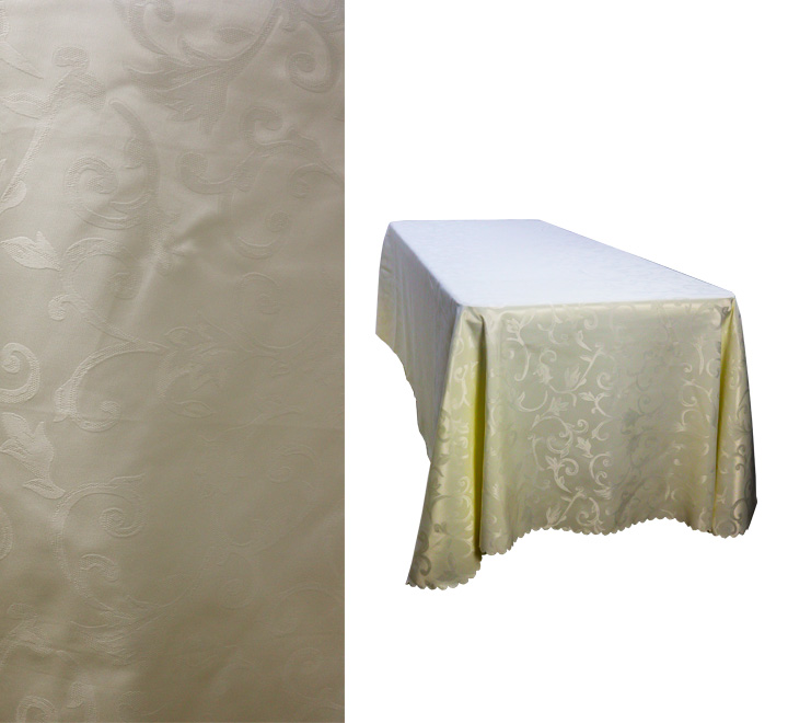 Rectangular Table Cloth Cream Flower Pattern 300x215cm