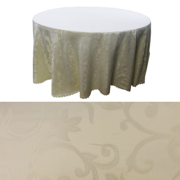 Round Table Cloth Cream Flower Pattern