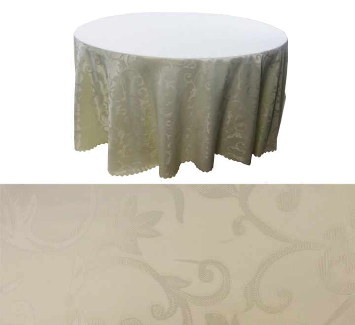 Round Table Cloth Cream Flower Pattern