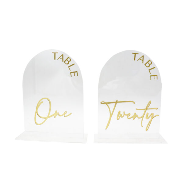 Perspex Clear Table Number Signs