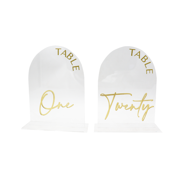 Perspex Clear Table Number Signs