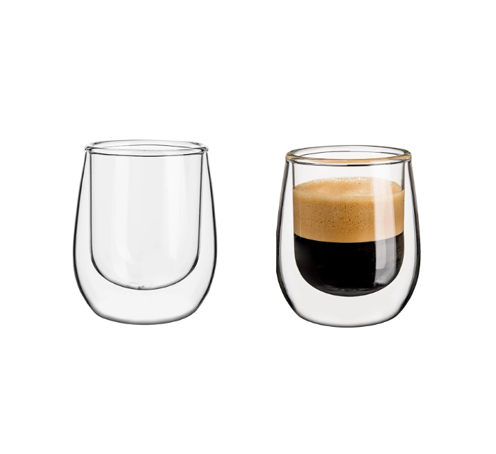 2pc Glass Coffee Mugs without Handles