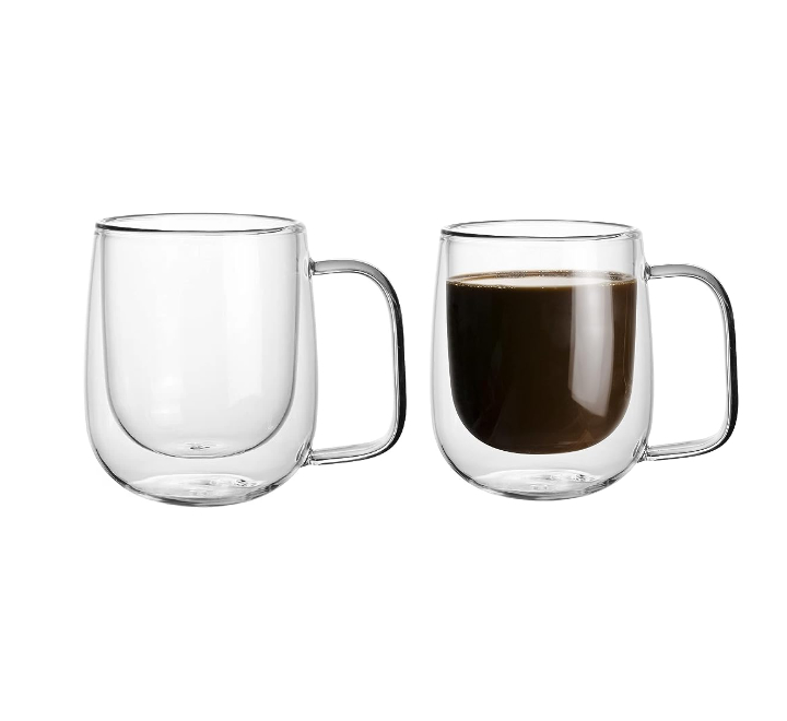 2pc Glass Coffee Mugs