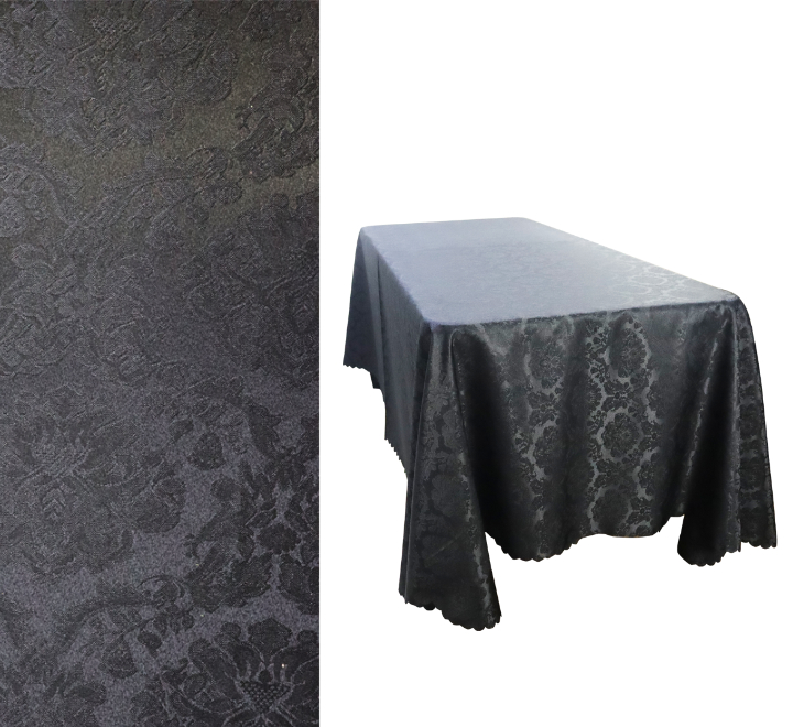 Black Flower Pattern Table Cloth 