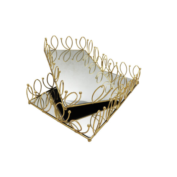 2pc Mirror Tray Gold Frame