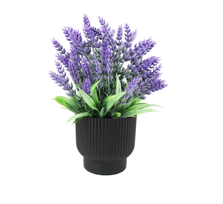 Artificial Lavender Plant in Black Pot