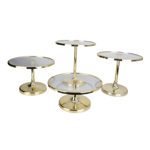 4pc Glass Top Cake Stand Gold