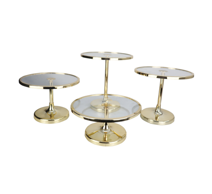 4pc Glass Top Cake Stand Gold