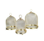 3pc Metal Fern Dome Candle Holder